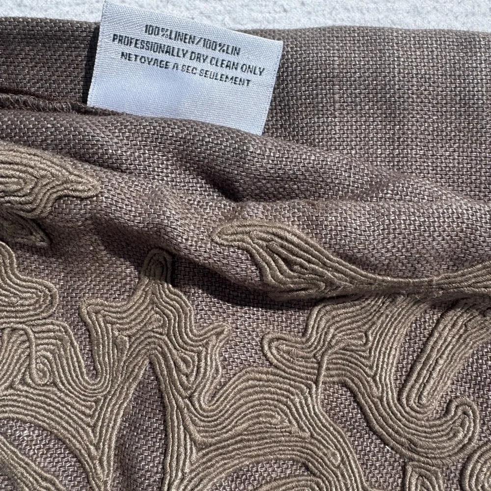 NWOT Restoration Hardware Charcoal Gray Embroidered Square Pillow Cover